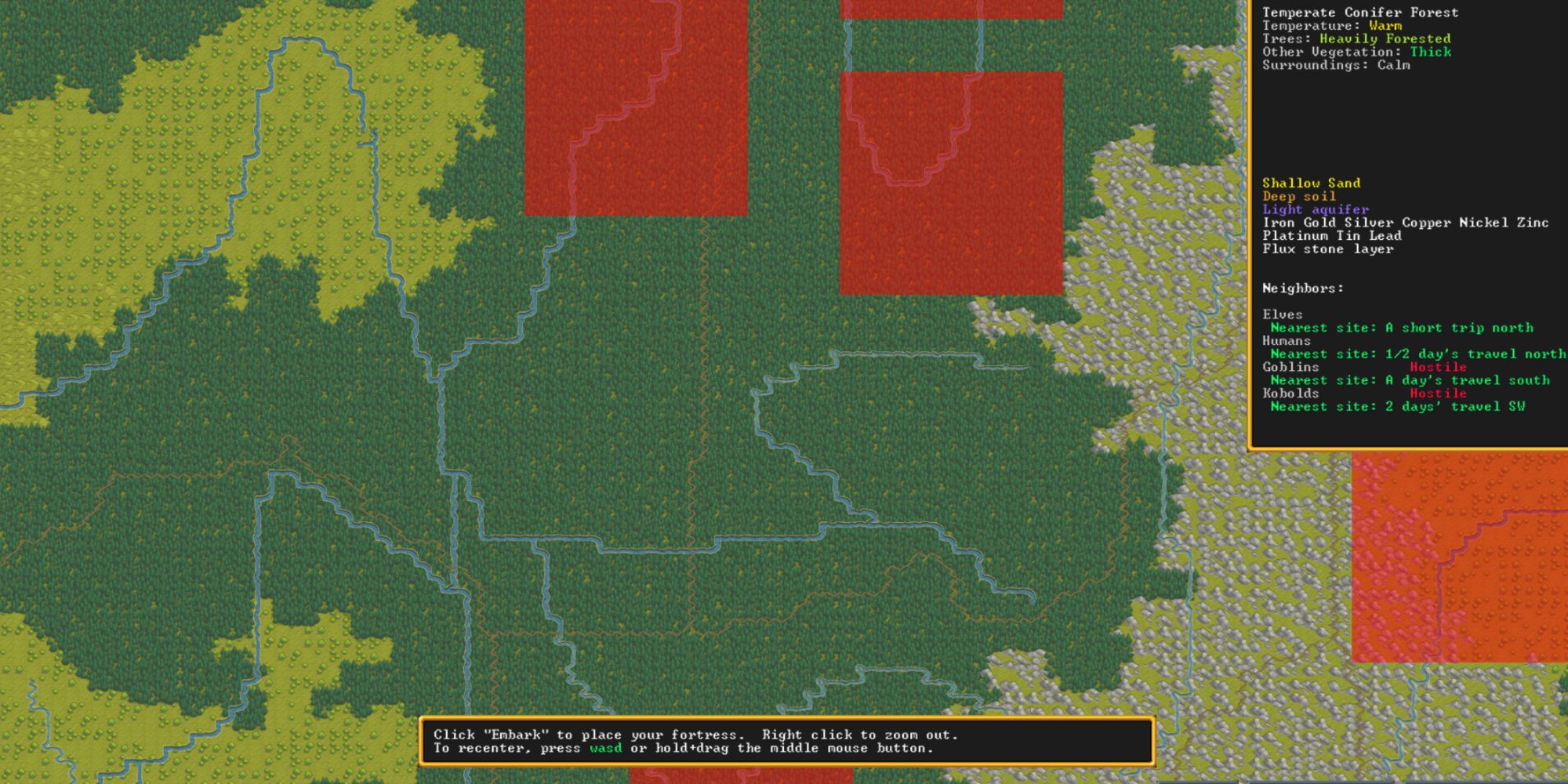 dwarf fortress calm heavily forested starting location