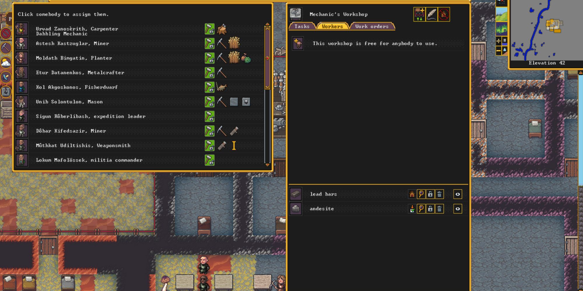 dwarf fortress dwarf skill overview menu, mechanic