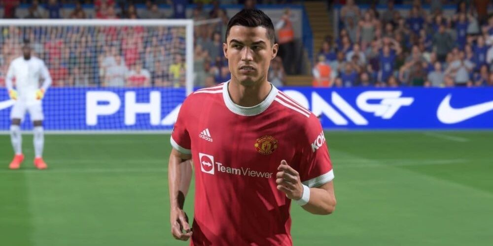Cristiano Ronaldo playing for Manchester United in FIFA 23