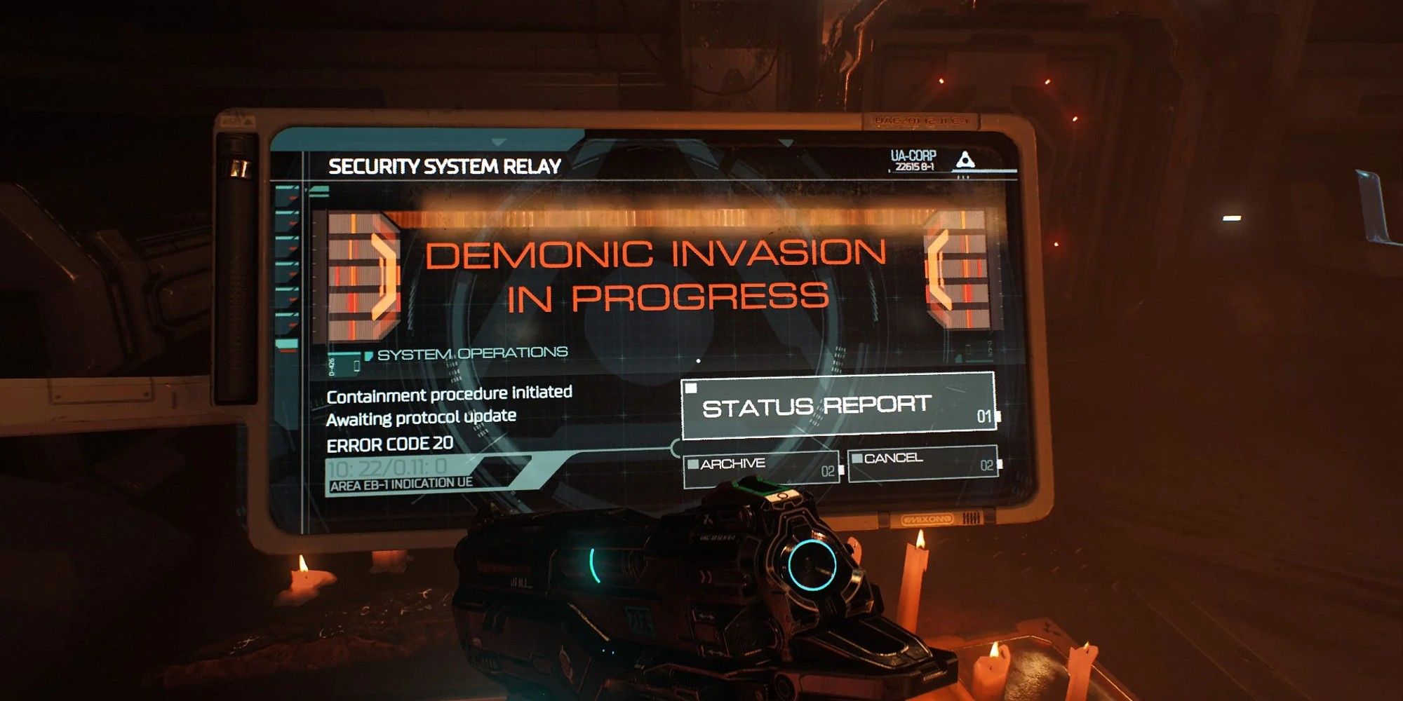 Doom (2016) - Demonic Invasion In Progress on a computer