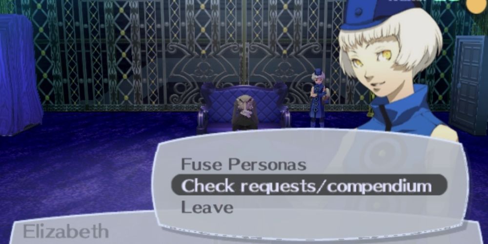 Elizabeth's portrait in the Velvet Room's initial menu in Persona 3 Portable