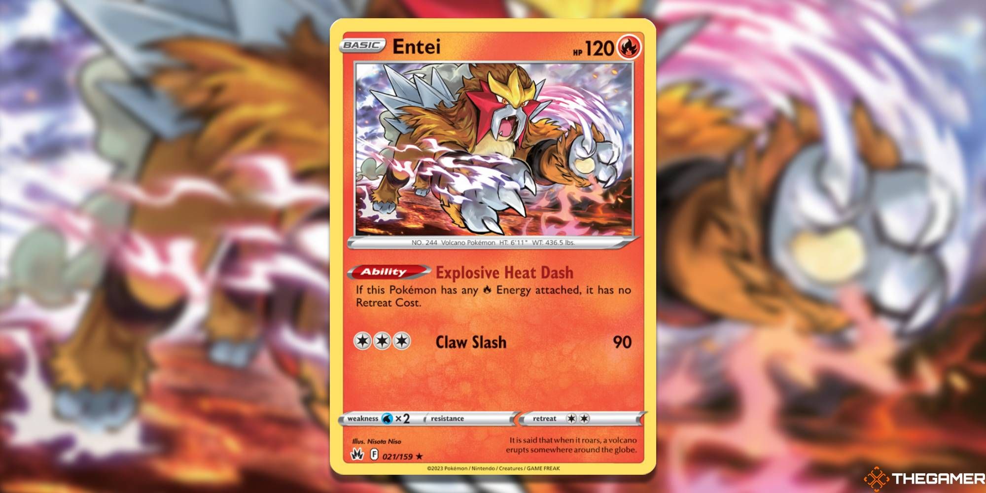 Pokemon TCG: Entei from Crown Zenith, with blurred background