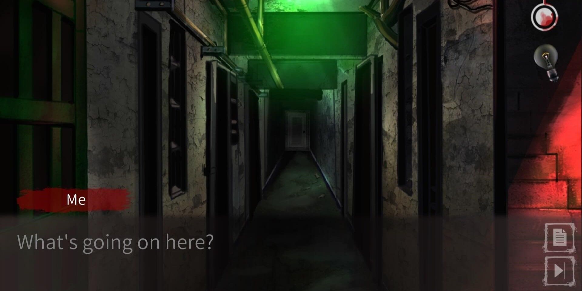 Fateful End Gameplay Still dark hallway interior