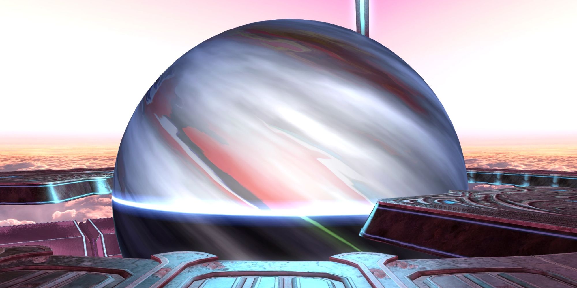 The Ozma Boss in Final Fantasy 14, a large orb and marble-like enemy.