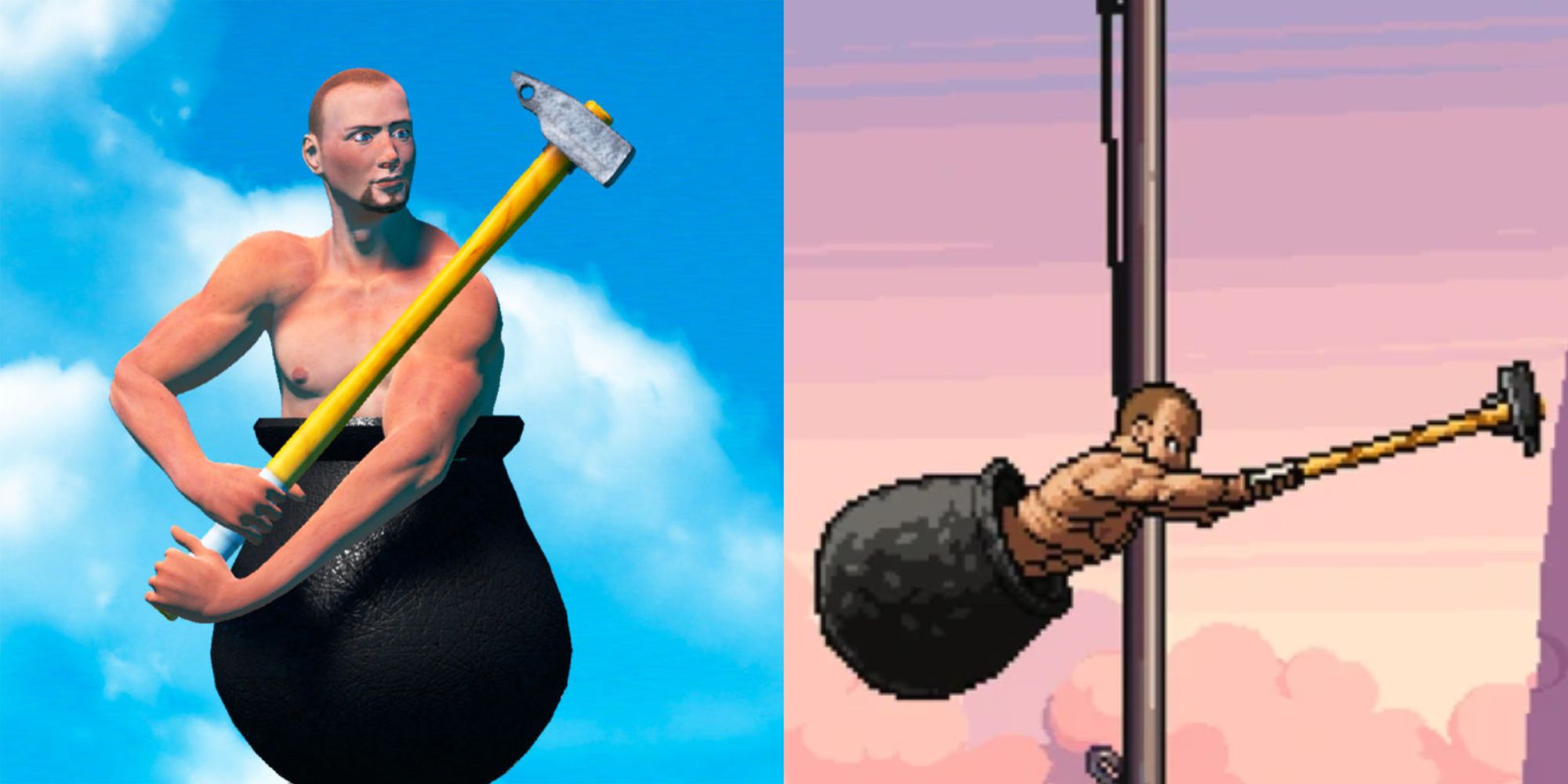 getting over it with bennet foddy cover art and diogenes in fraymakers