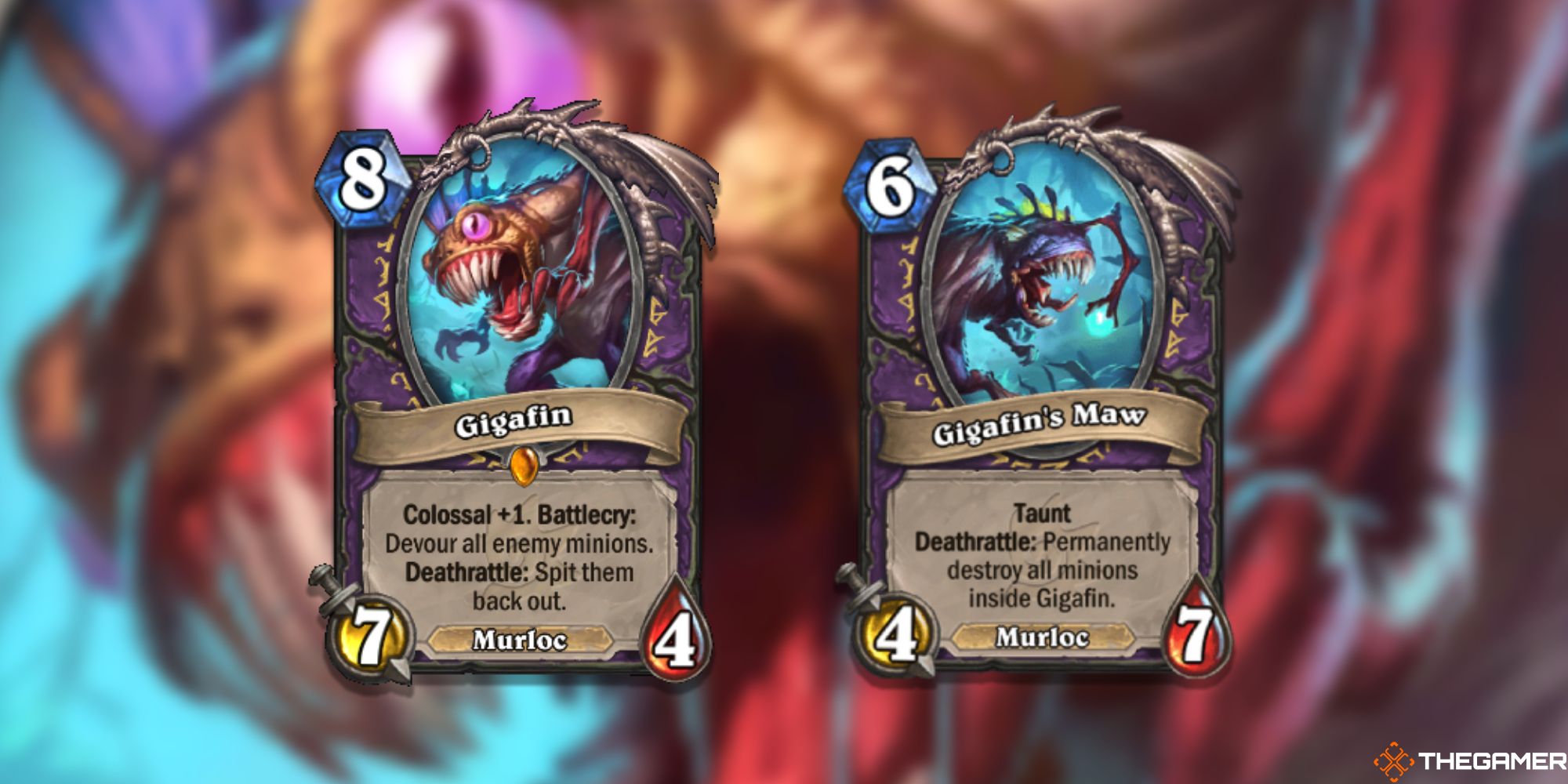 Gigafin and Gigafin's Maw Hearthstone Cards