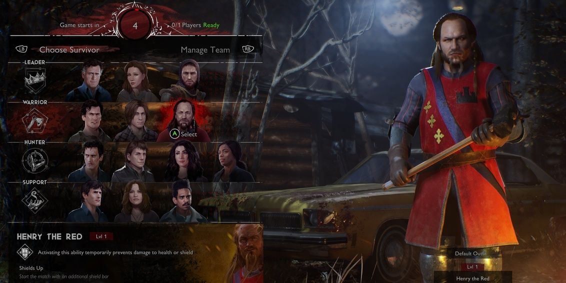 Henry from Army of Darkness holding a hammer in the character select screen