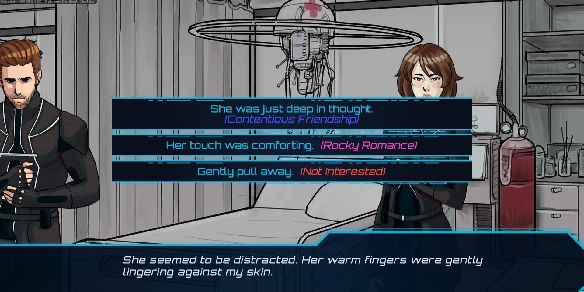 Infinite Stars Gameplay Still Dialog choice for romance