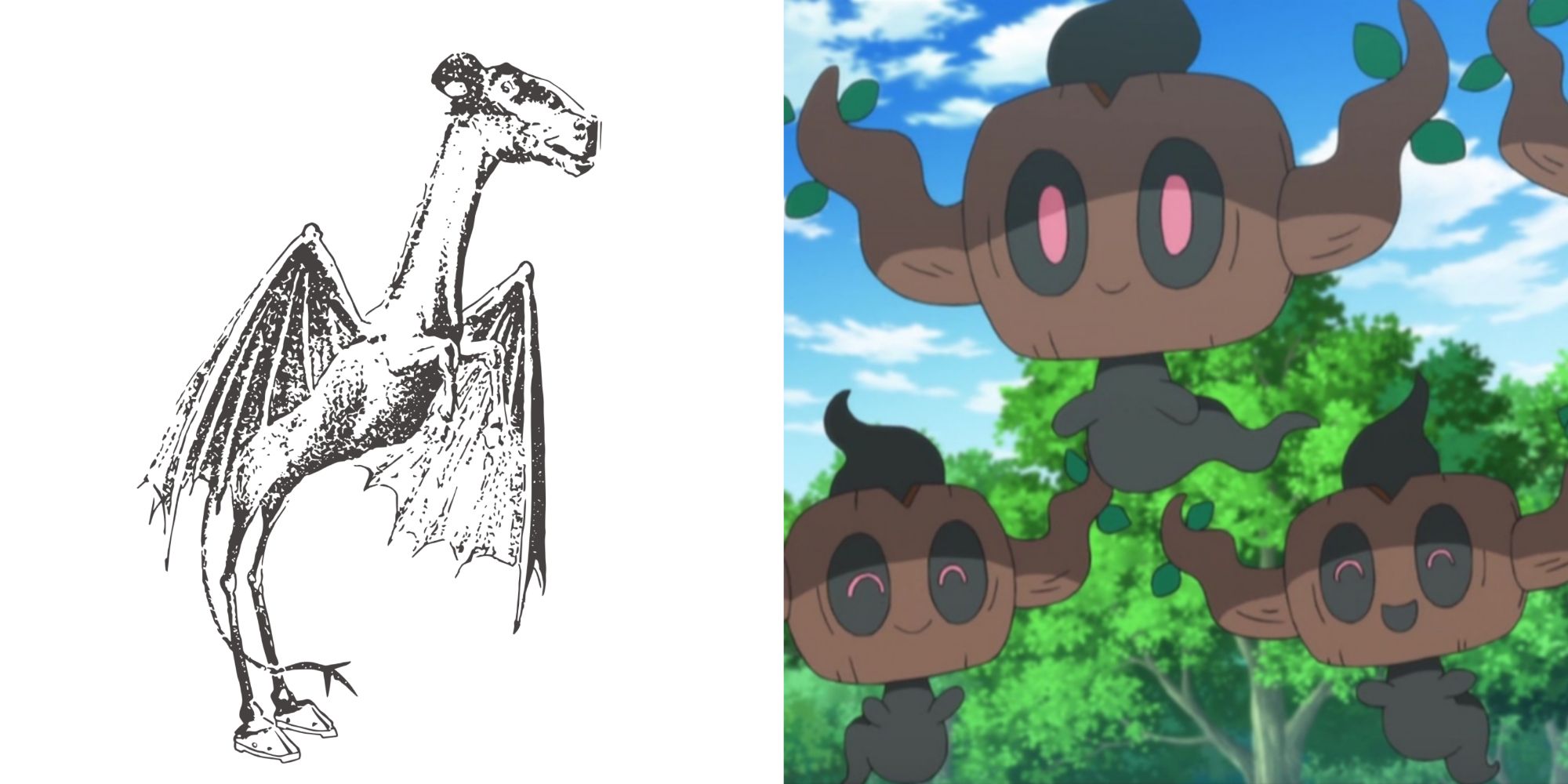 Split image screenshots of the Jersey Devil and Phantump.