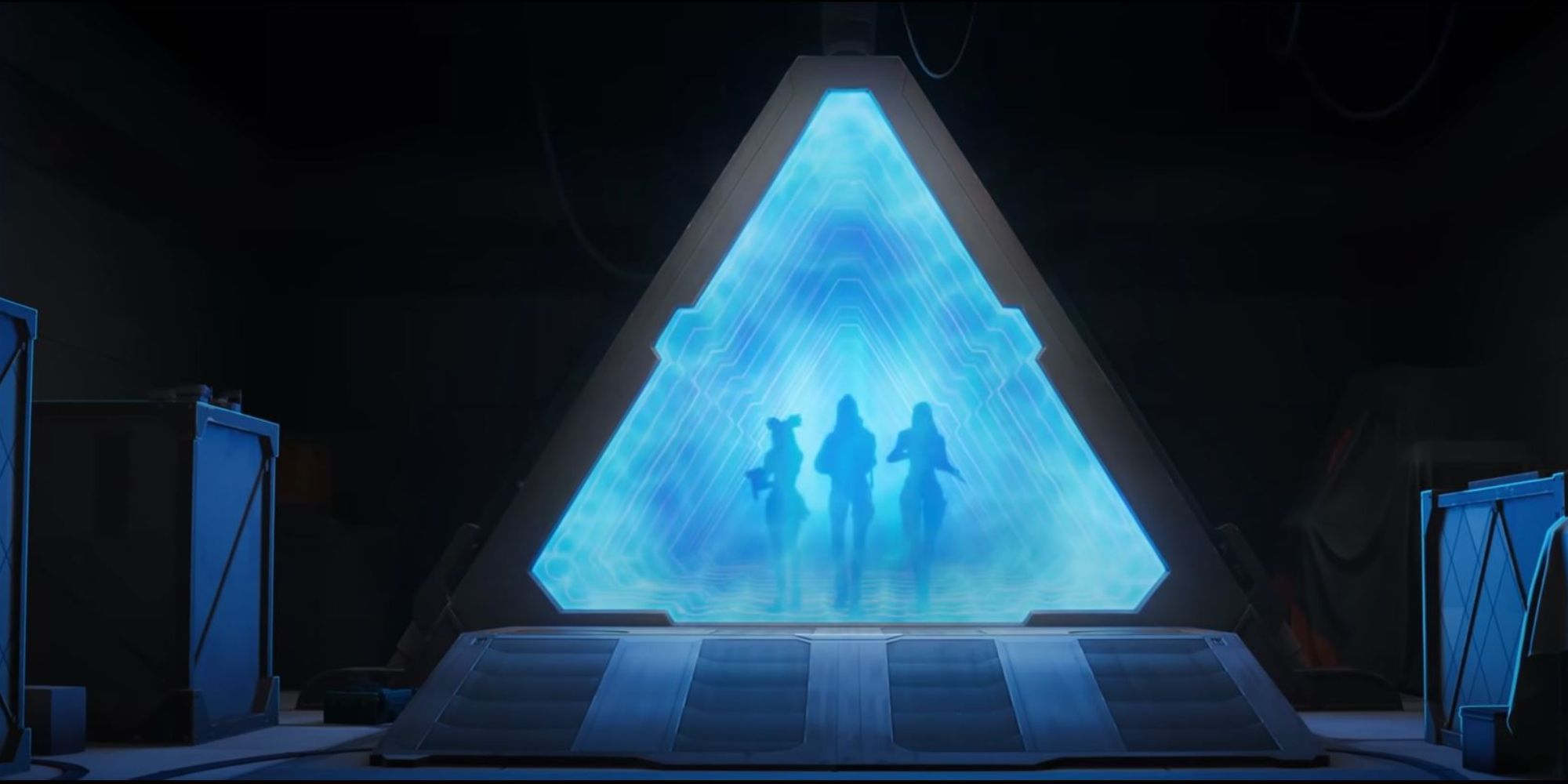 Killjoy, Neon, And Reyna Travelling Through Teleporter