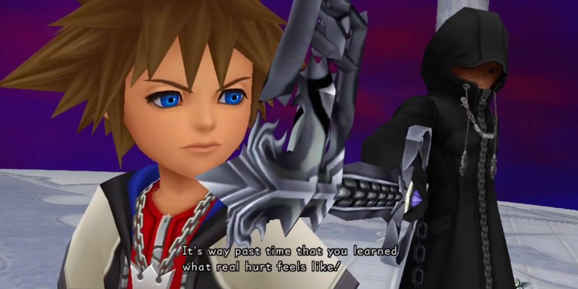 Sora and Roxas fighting in Kingdom Hearts Re:Coded
