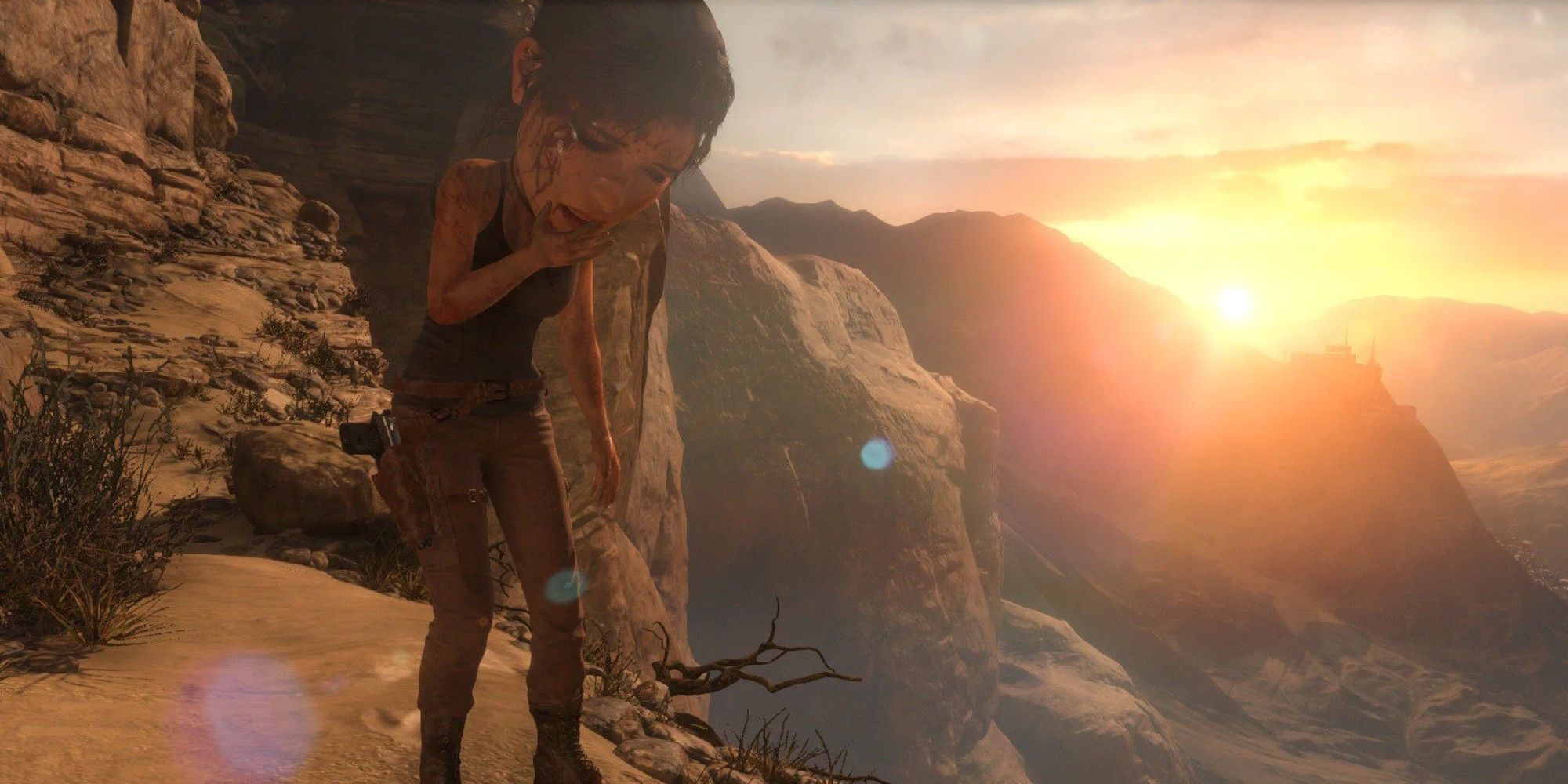 Lara Croft with a big head in Rise of The Tomb Raider