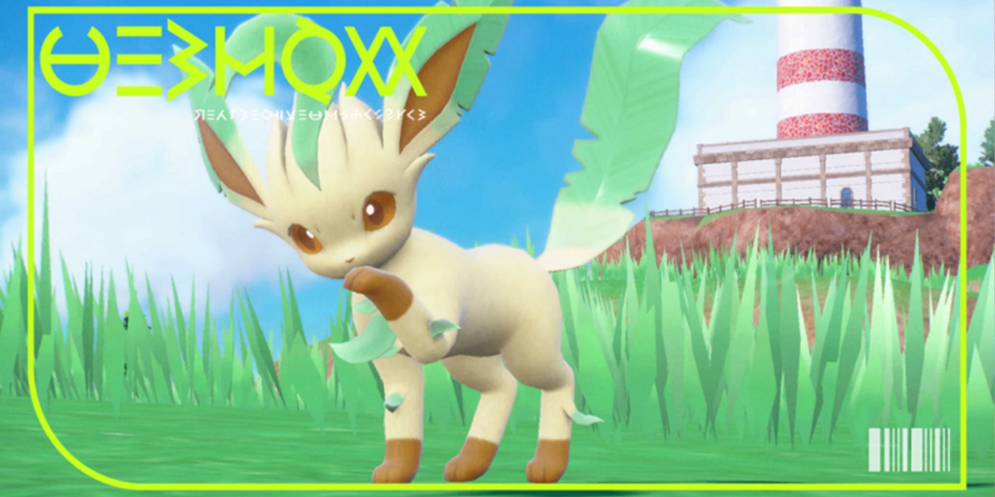 Leafeon licking its paw.