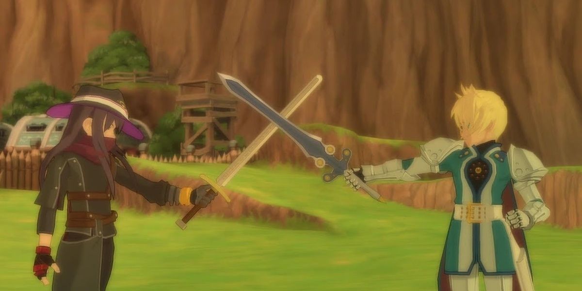Yuri and Flynn cross blades in Tales Of Vesperia