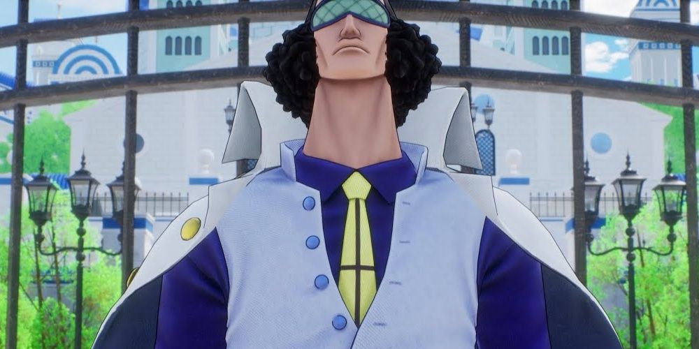 Aokiji napping standing up in the One Piece Odyssey game
