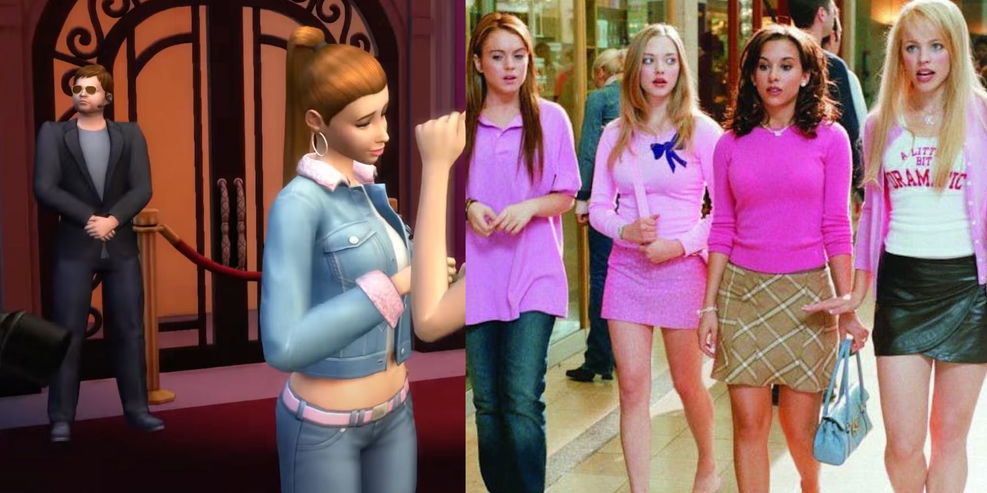 Sims Celebrity Talking in Front of Bouncer and Scene from Mean Girls