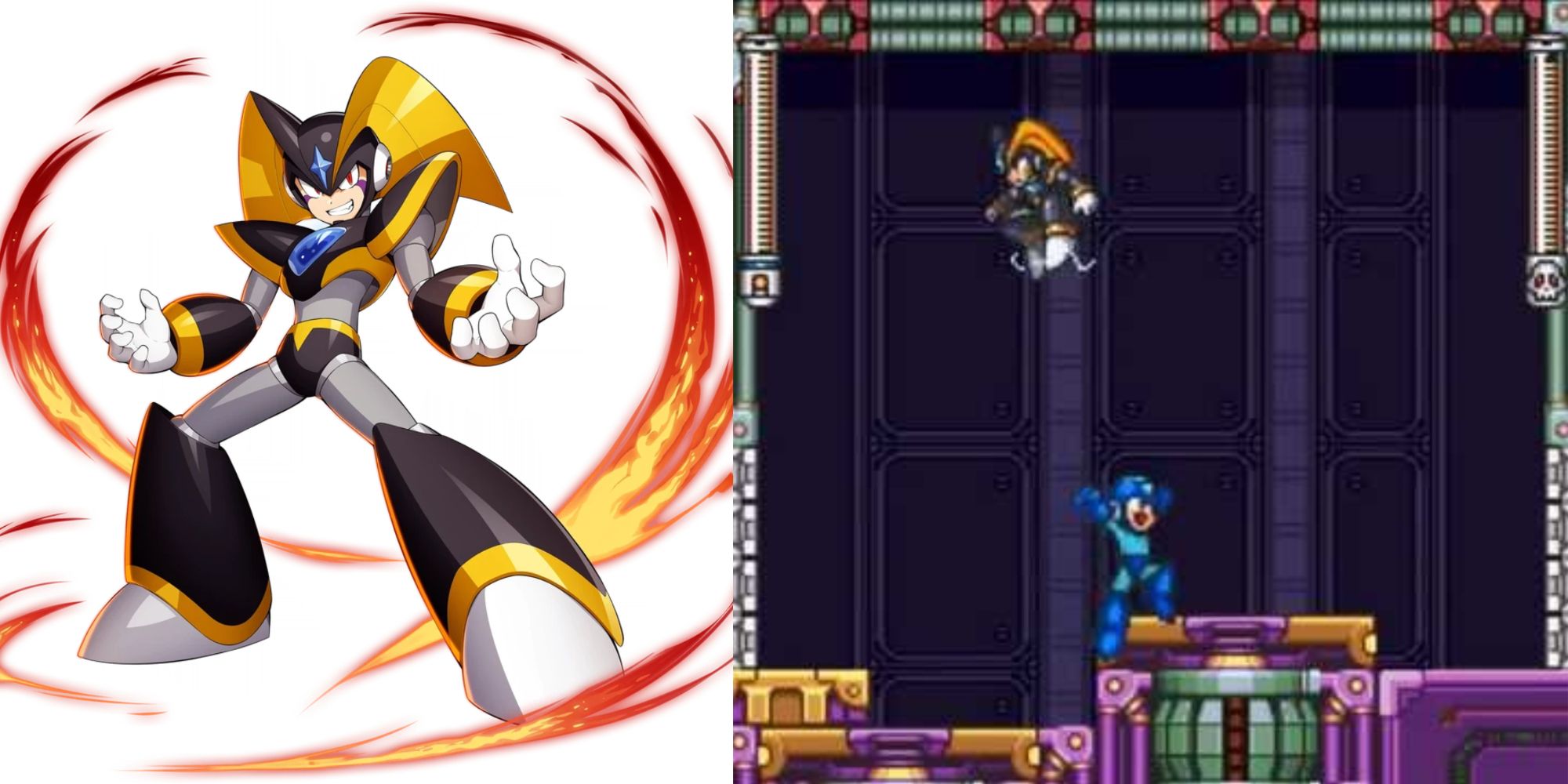 Mega Man Boss Bass Character Art and Boss Battle