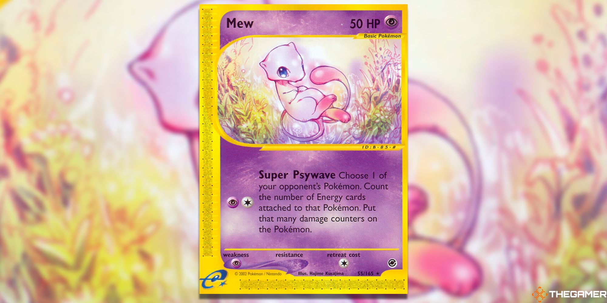 Mew (Expedition #55) Pokemon TCG -  Mew floating among plants.