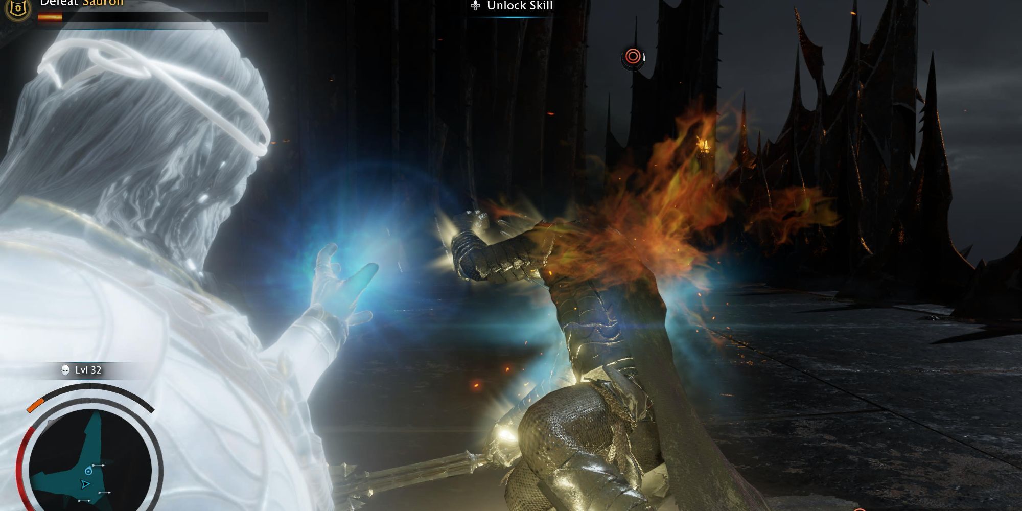 Sauron is banished by Celebrimbor to end the fight
