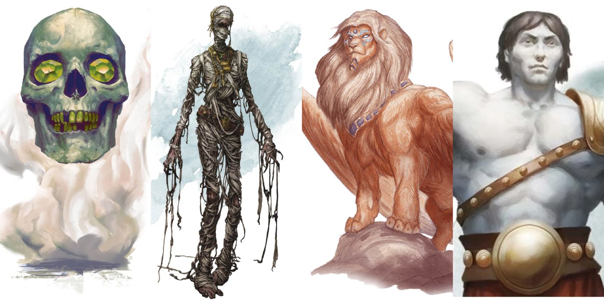 Demilich, Mummy Lord, Androsphinx and Empyrean, all creatures from Dungeons & Dragons