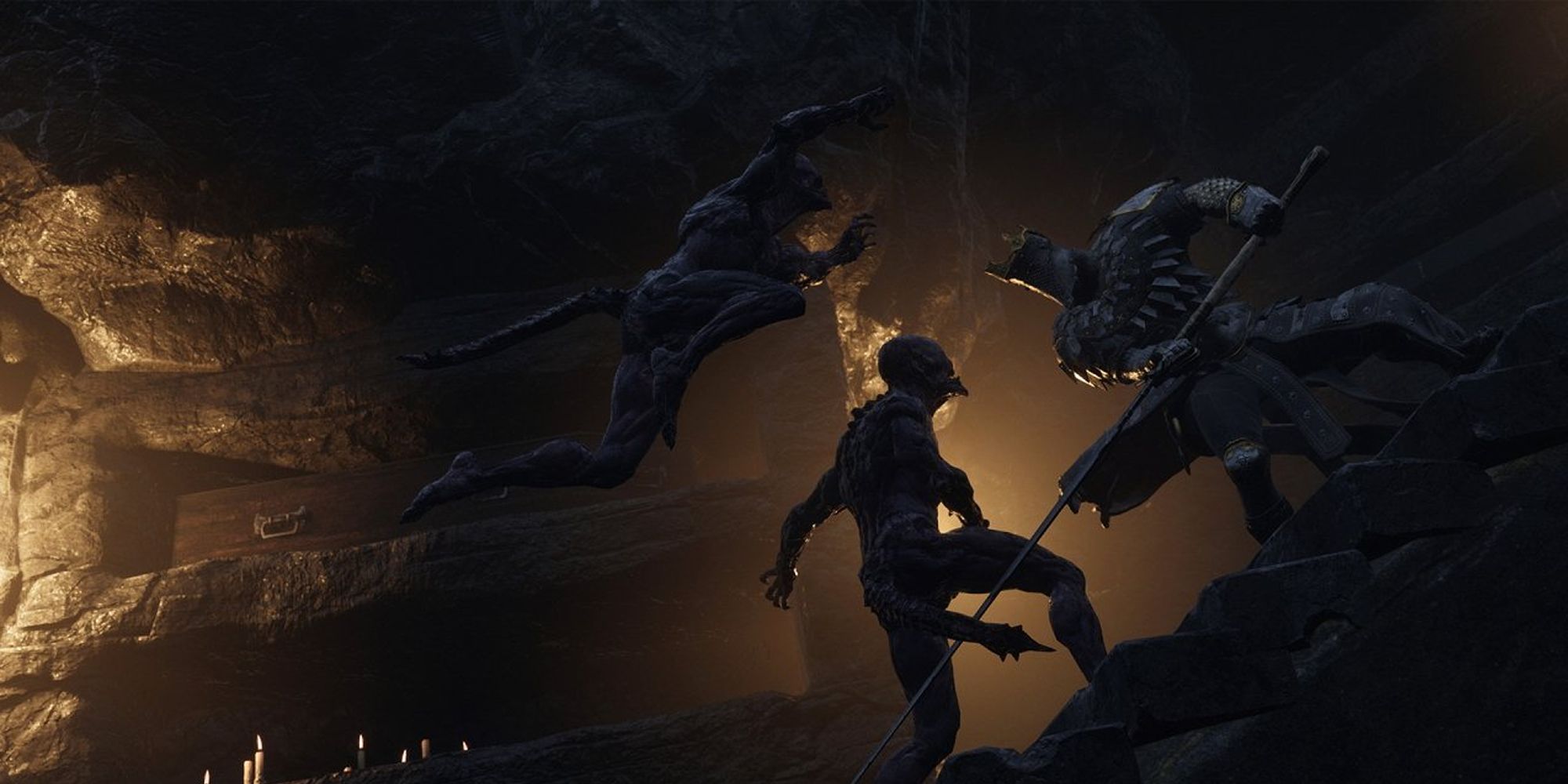 Mortal Shell Fighting Off Ghouls On Stairs