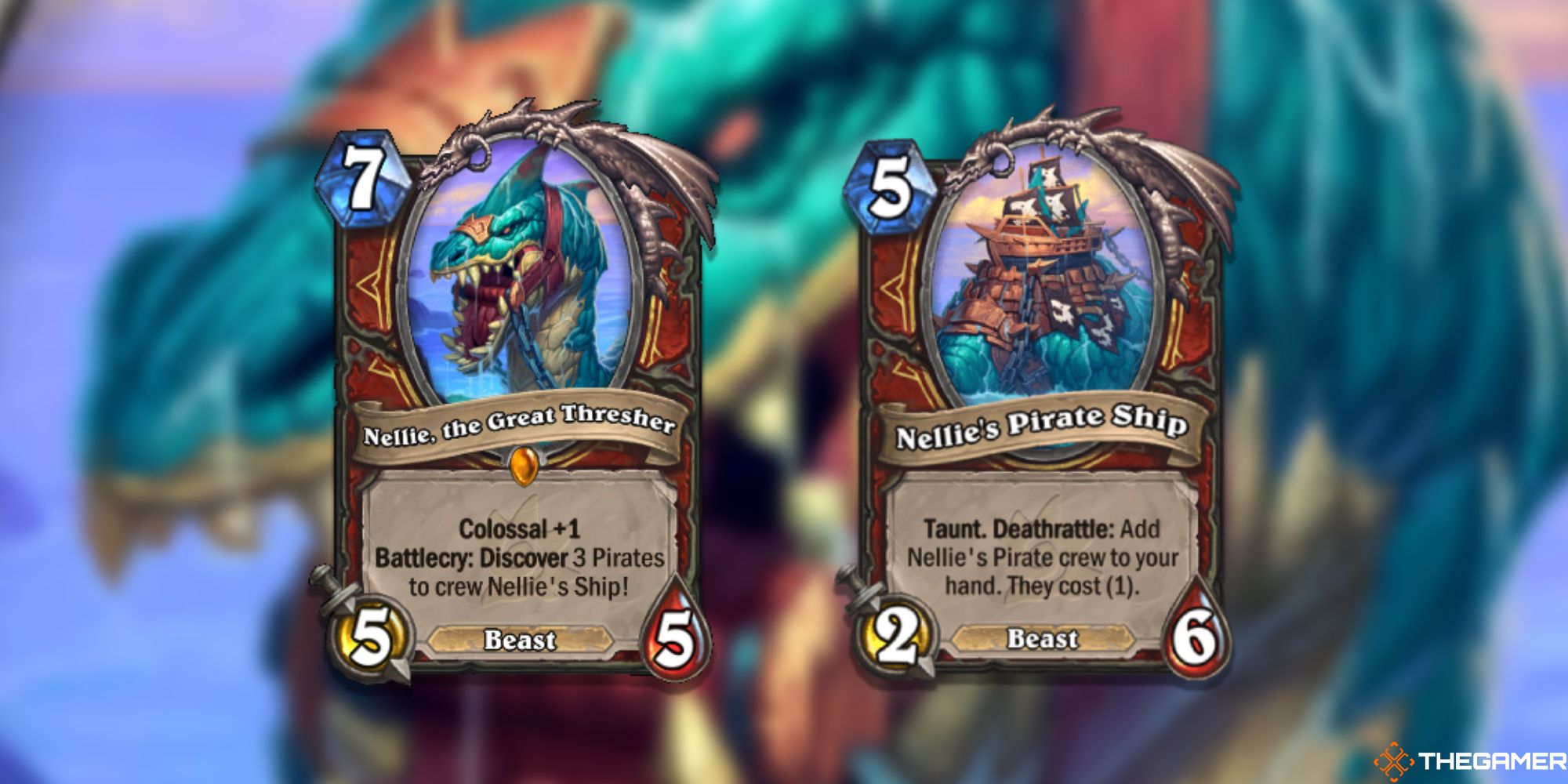 Nellie, the Great Thresher and Nellie's Pirate Ship Hearthstone Cards