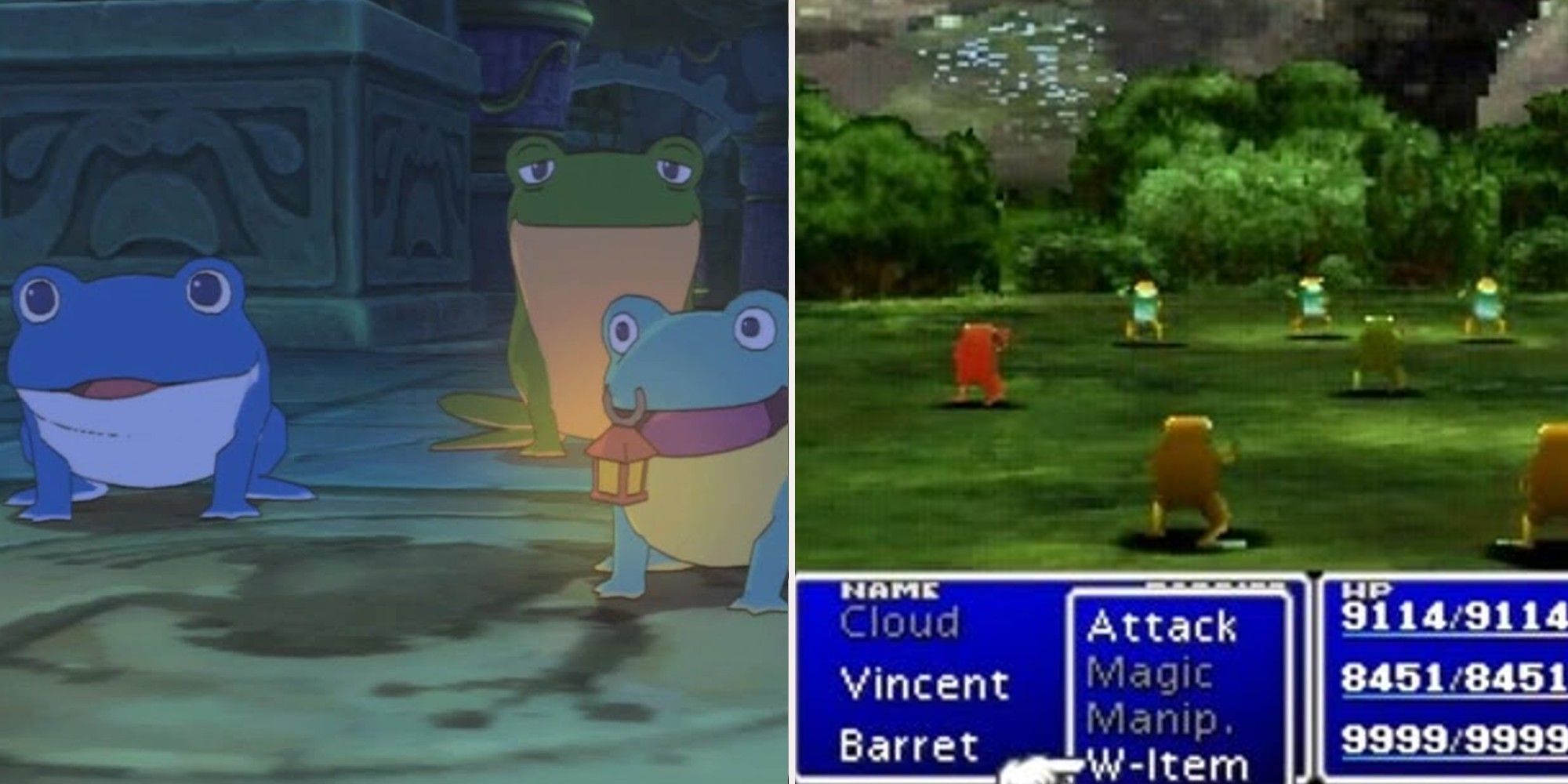 Ni No Kuni party as frogs and Final Fantasy 7 party as frogs-1