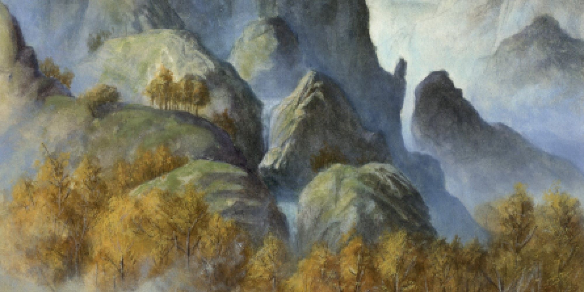 Artwork from Wooded Foothills in Magic: The Gathering.