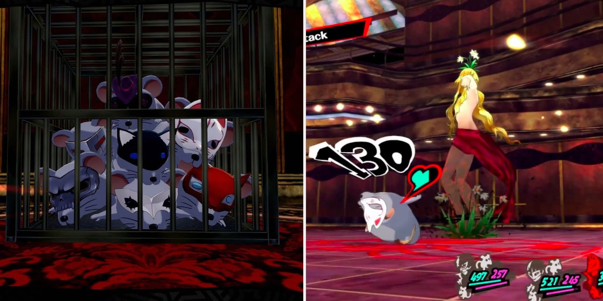 Persona 5 party as mice in a cage and mice in combat