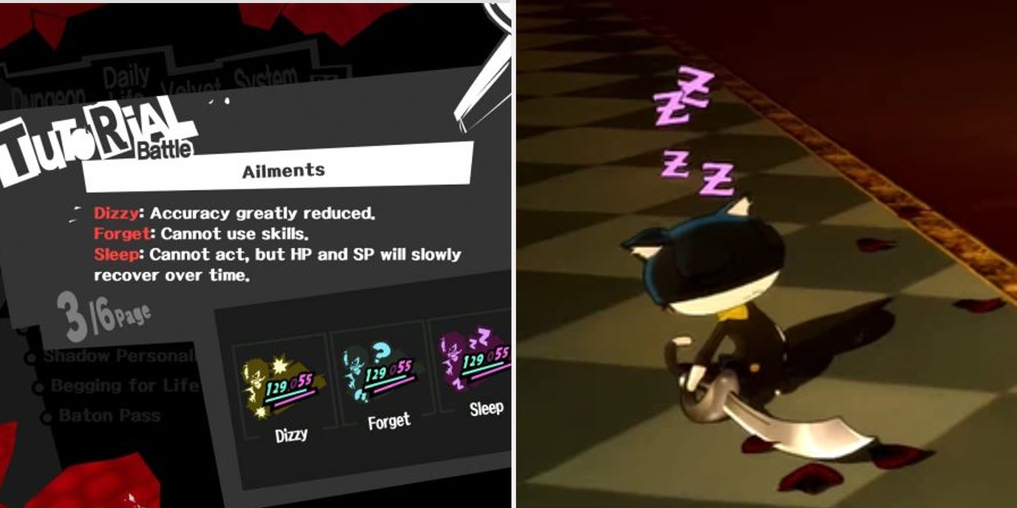 Persona 5 status aliment tutorial and Morgana sleeping