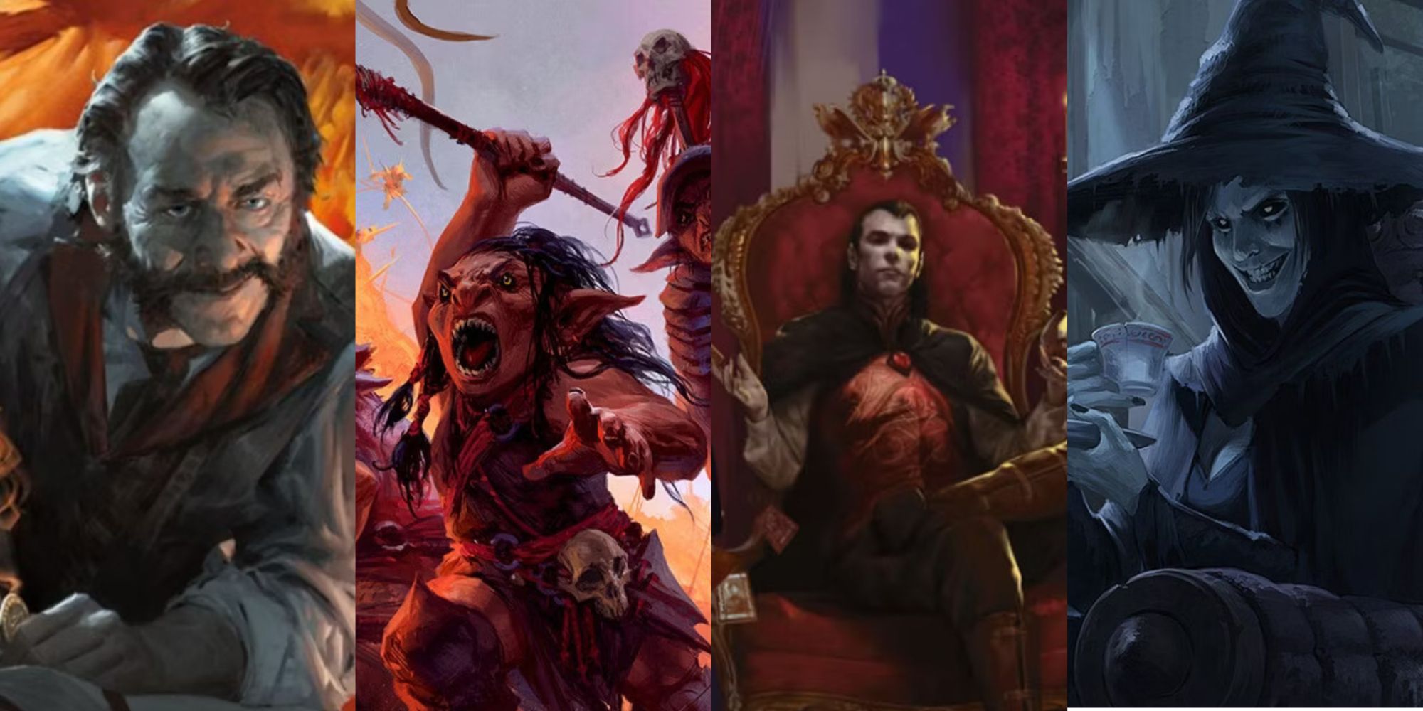 A montage of NPCs, including friends and enemies, from Dungeons & Dragons