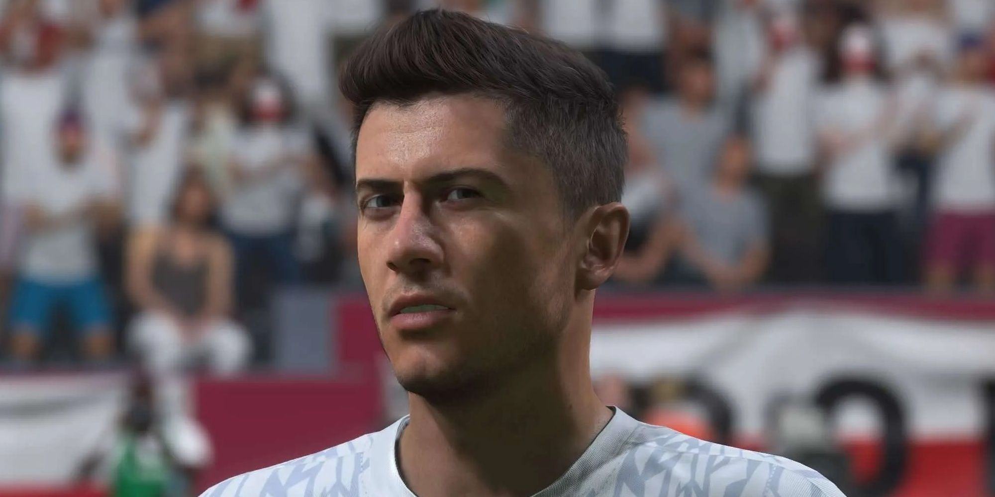 Robert Lewandowski playing for Poland in FIFA 23