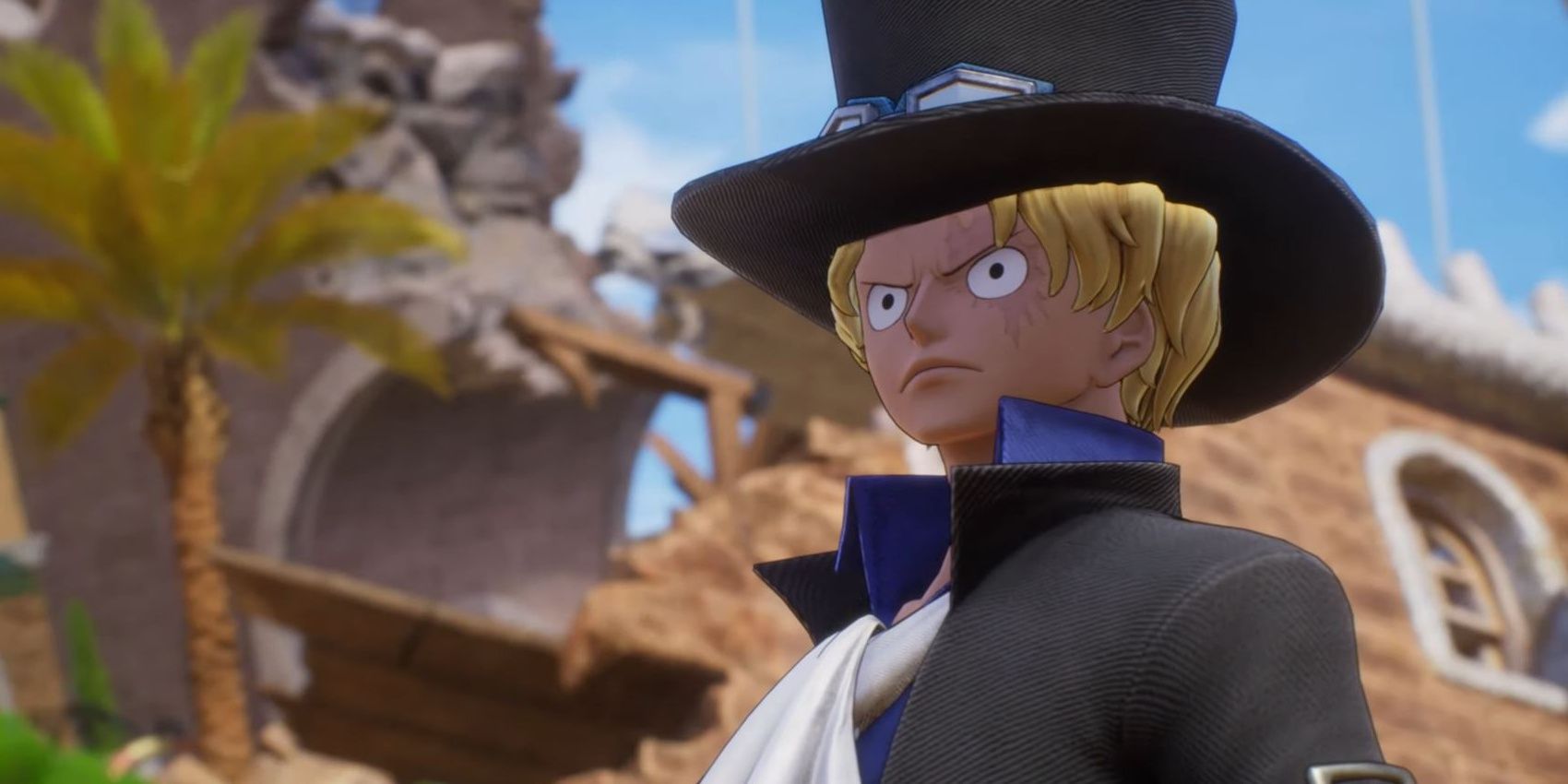 Sabo in One Piece Odyssey wearing a top hat