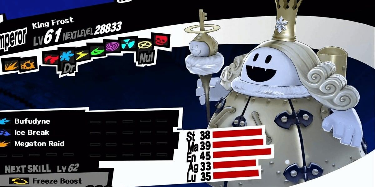 King Frost's stat screen