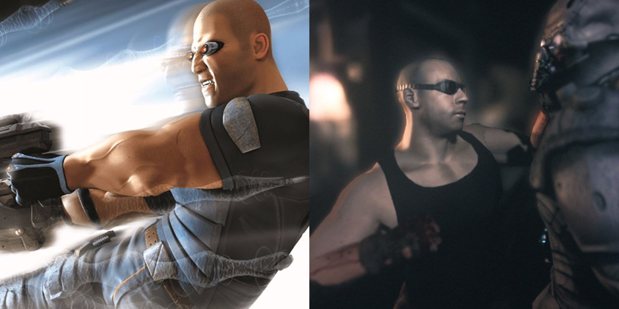 Sgt cortez jumping and shooting. Riddick taking out a guard
