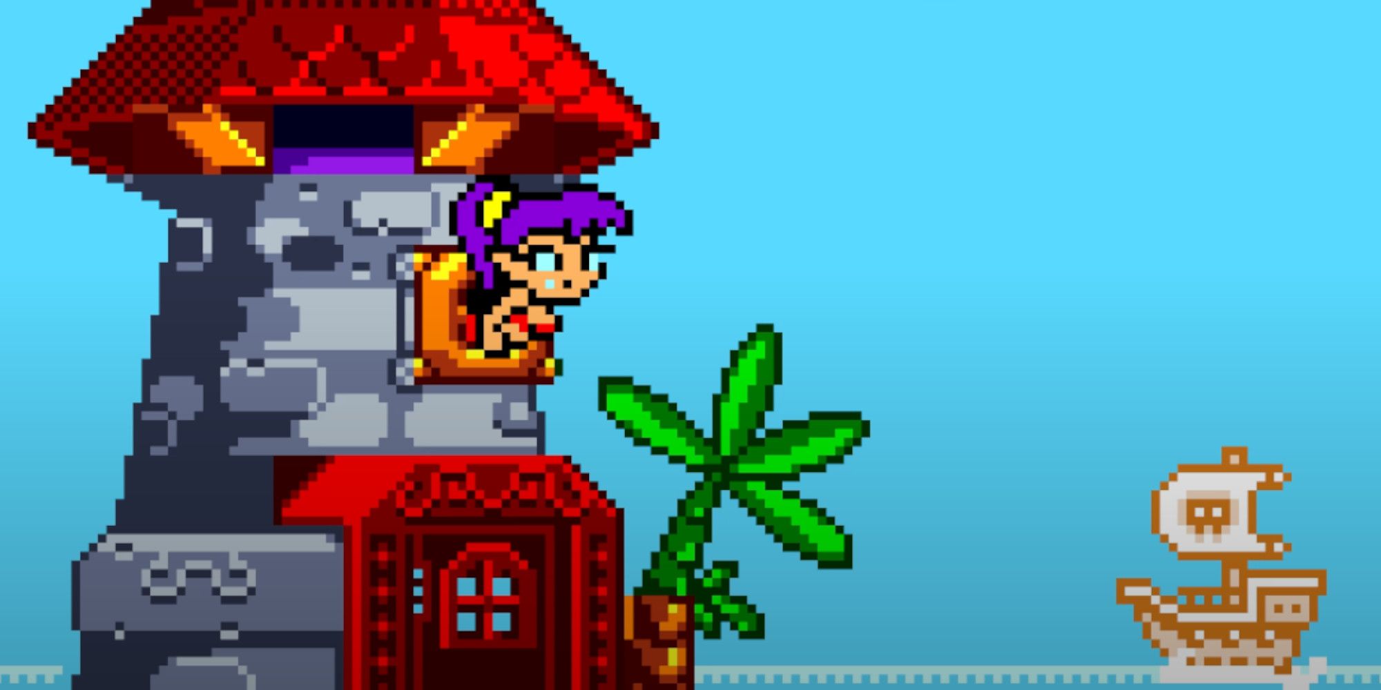 Shantae peeking out of her home in Shantae for GameBoy Color