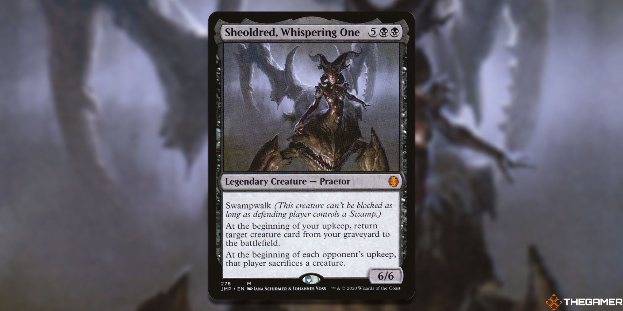 The card Sheoldred, Whispering One from Magic: The Gathering.