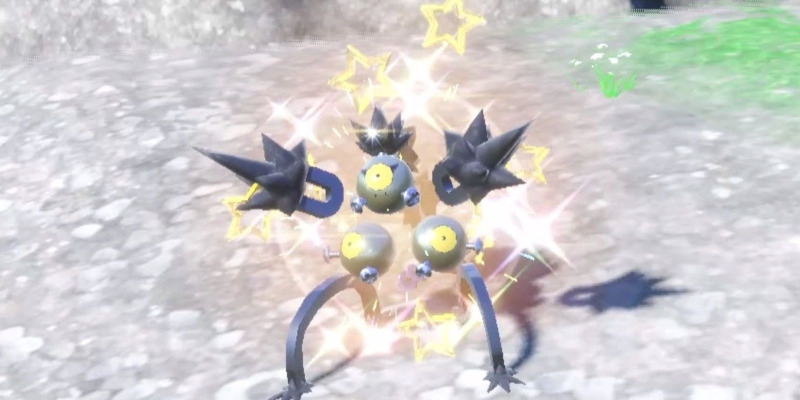 Sandy Shocks screeches with shiny stars bursting out of it in Pokemon Scarlet & Violet S&V.
