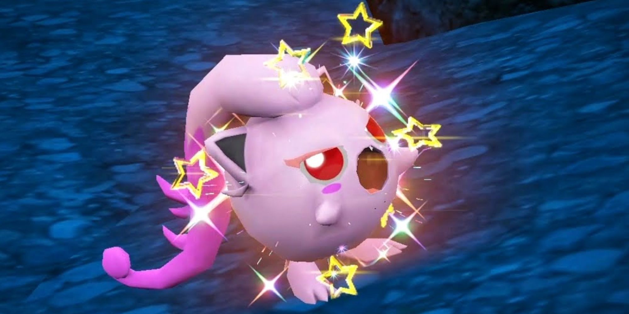 Scream Tail shouts as shiny stars burst out of it in Pokemon Scarlet & Violet S&V.