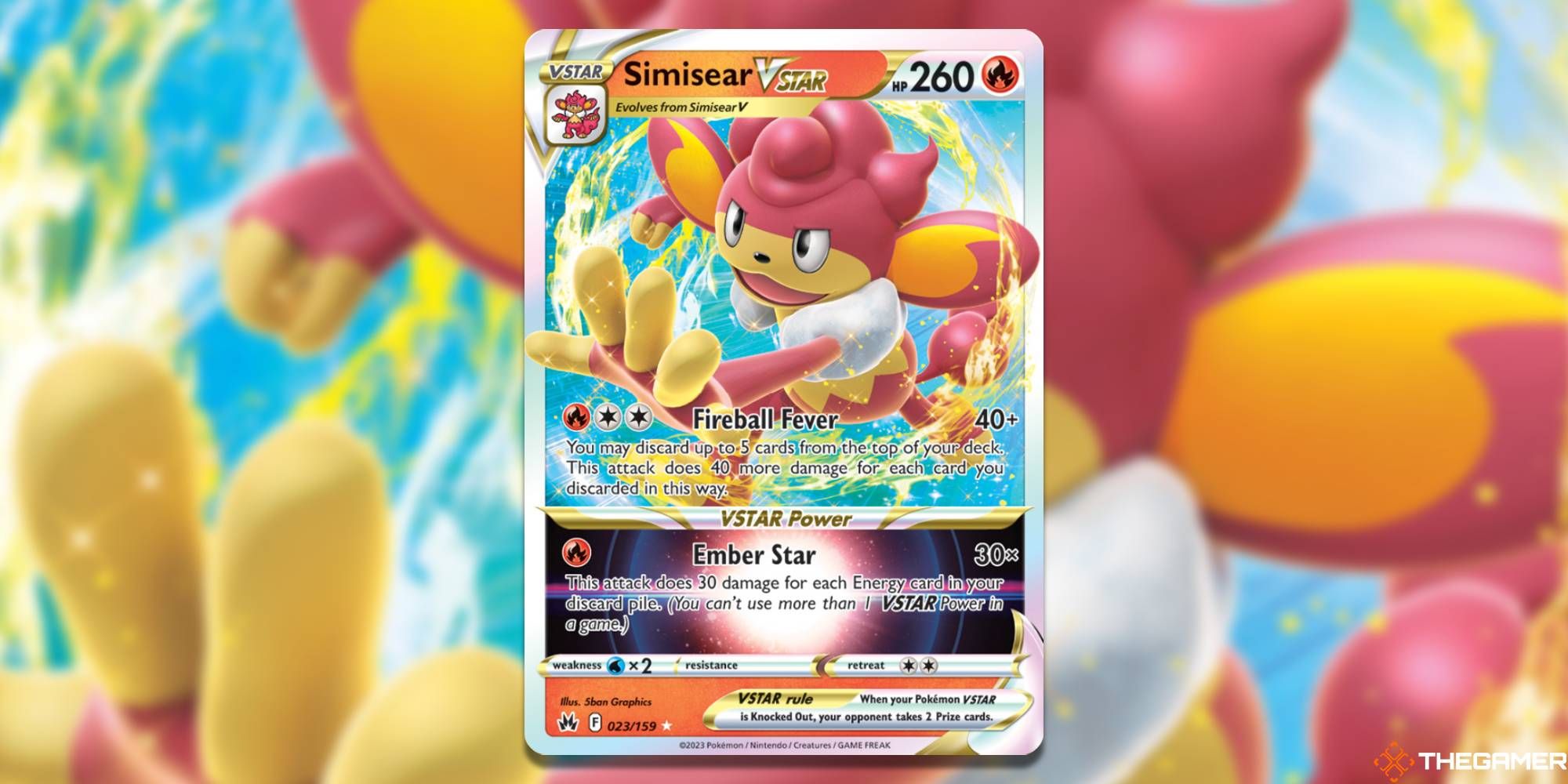Pokemon TCG: Simisear VSTAR from Crown Zenith, with blurred background