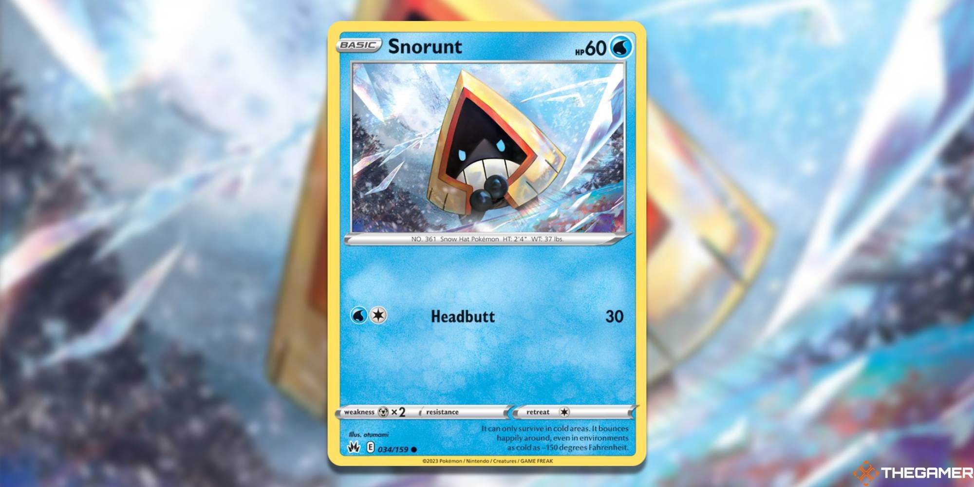 Pokemon TCG: Snorunt from Crown Zenith, with blurred background