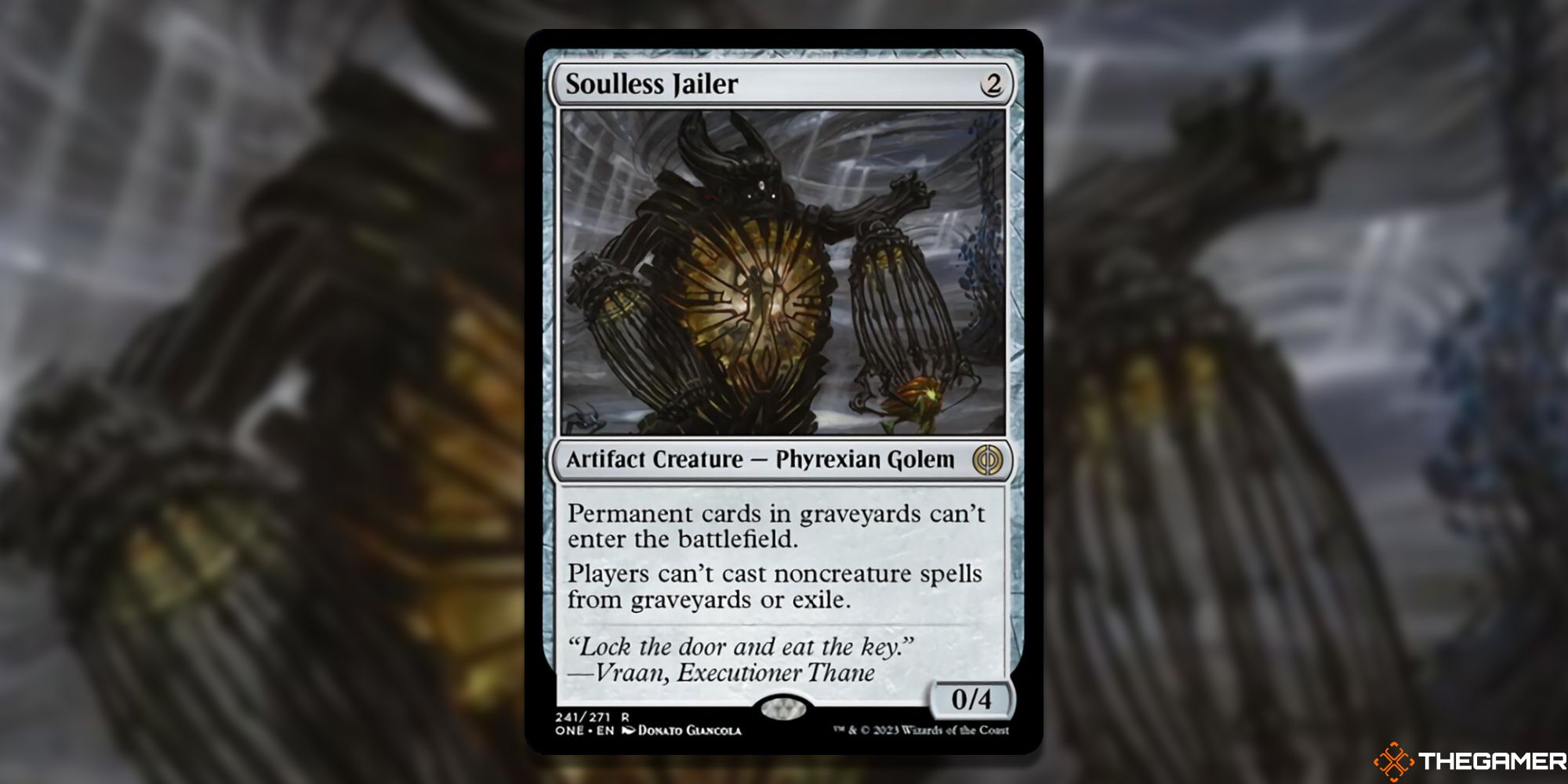 The card Soulless Jailer from Magic: The Gathering.