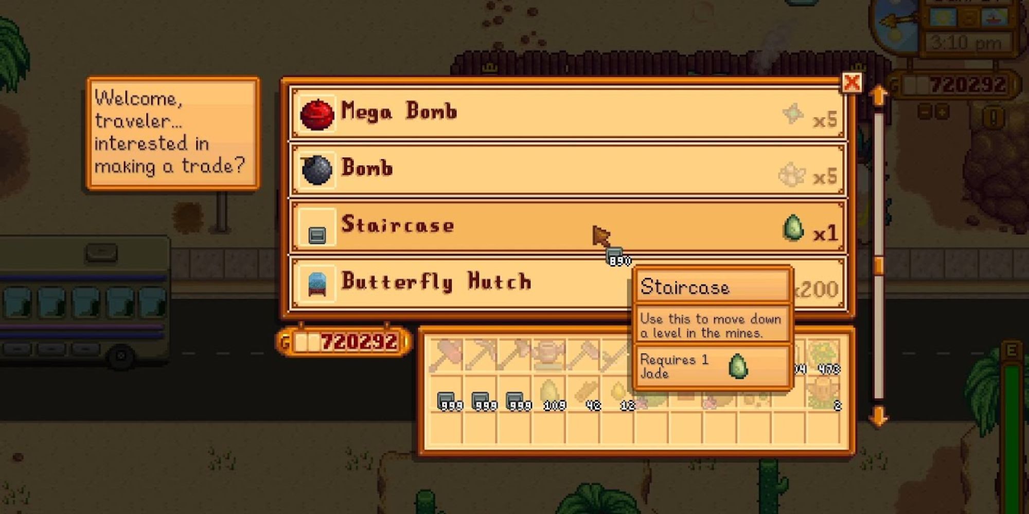 Staircases in a Stardew Valley shop interface