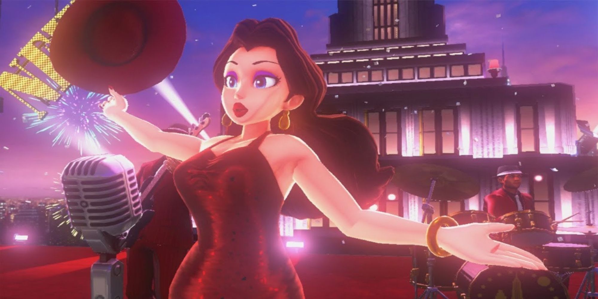 Super Mario Odyssey Screenshot Of Pauline Singing At Concert