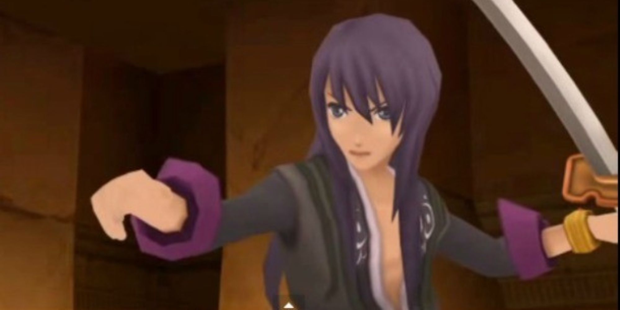 Twin Brave Jude from Tales Of the Heroes, facing forward wielding a sword.