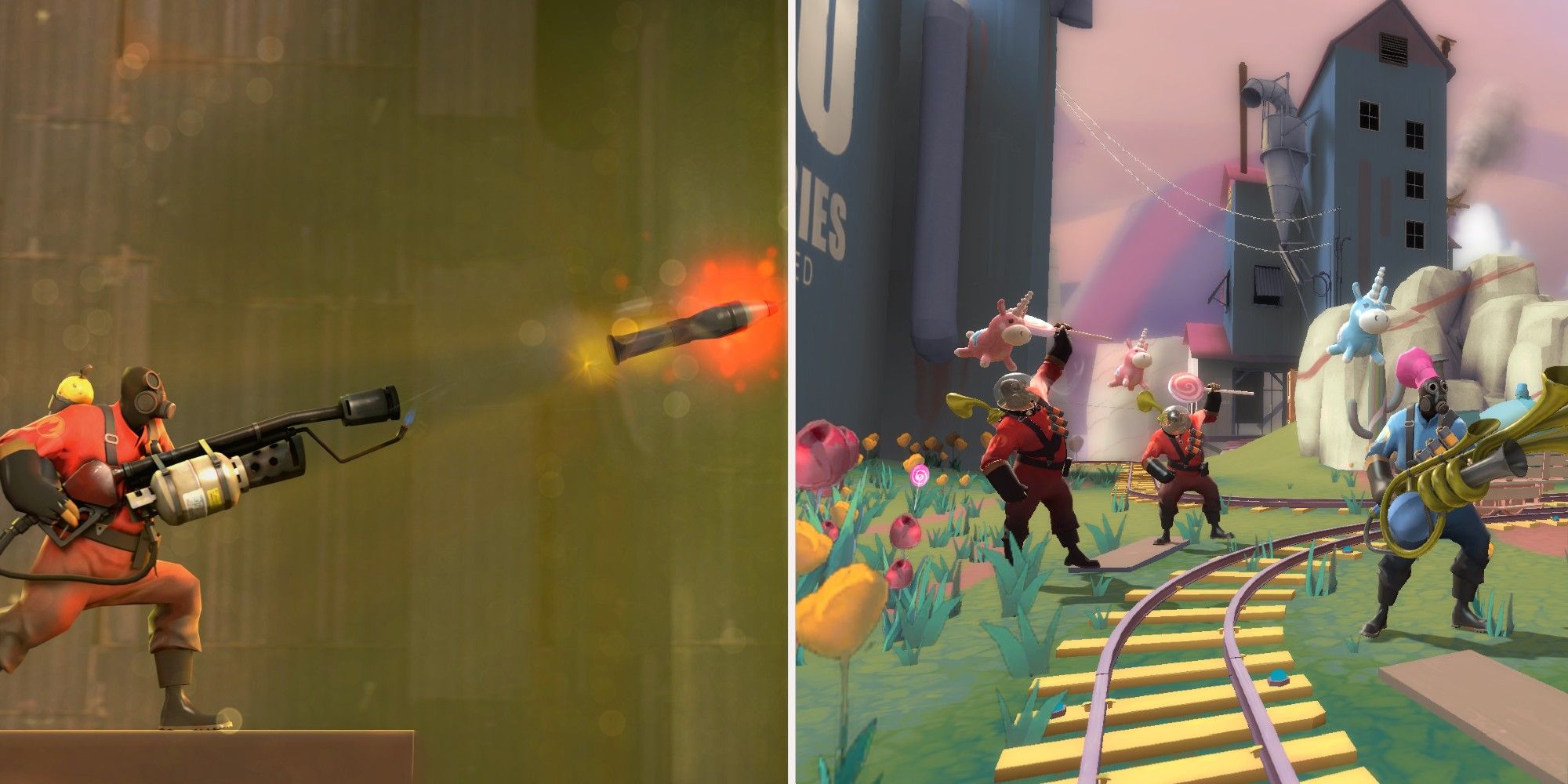 Team Fortress 2 Pyro rocket reflect and three Pyros in wonderland