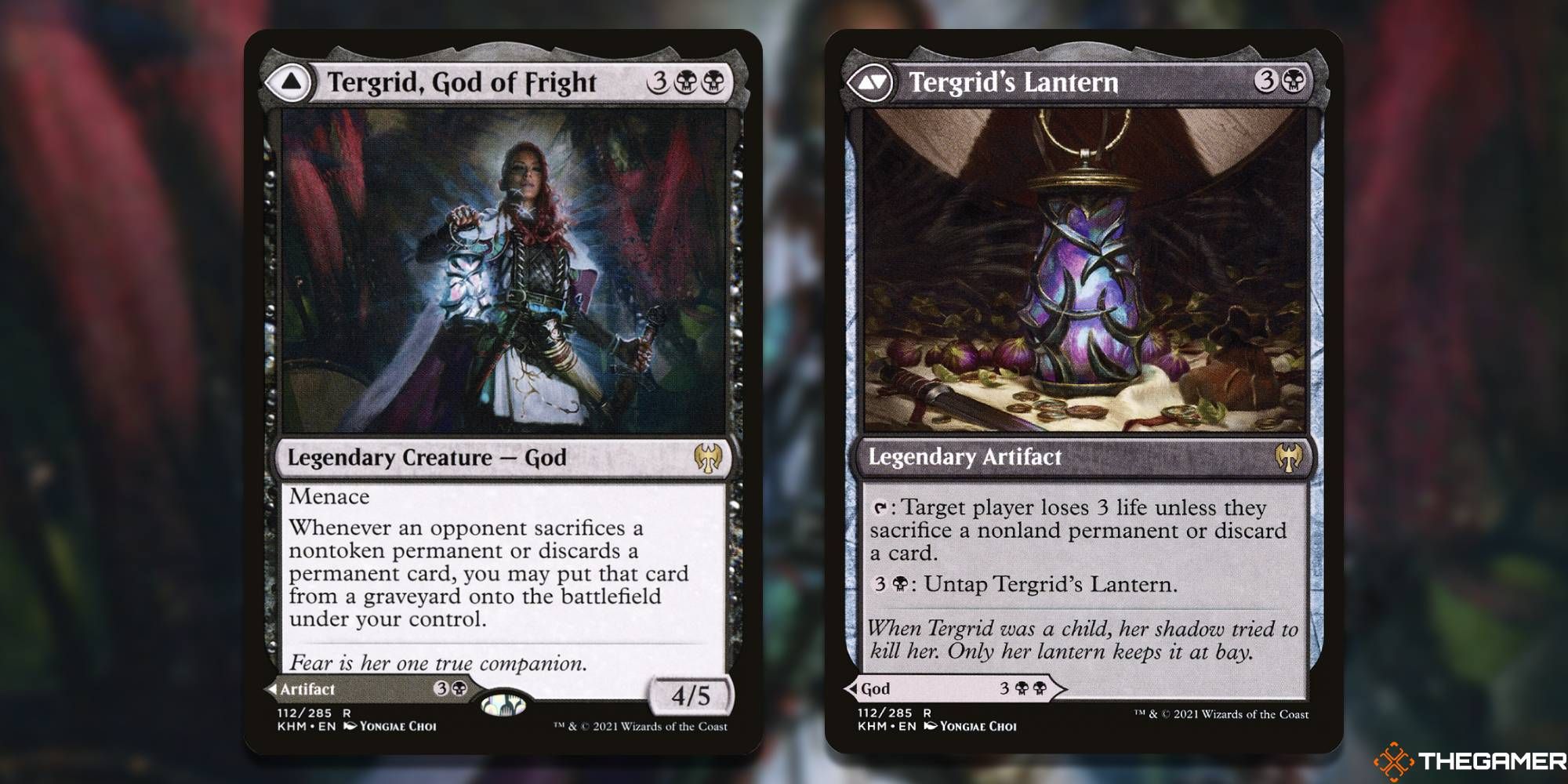 Image of the Tergrid, God of Fright & Tergrid's Lantern  card in Magic: The Gathering, with art by Yongjae Choi