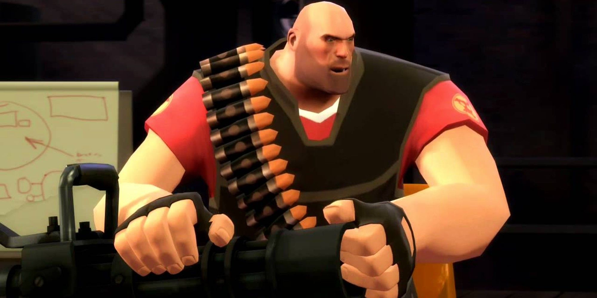 The Heavy prepares his weapon