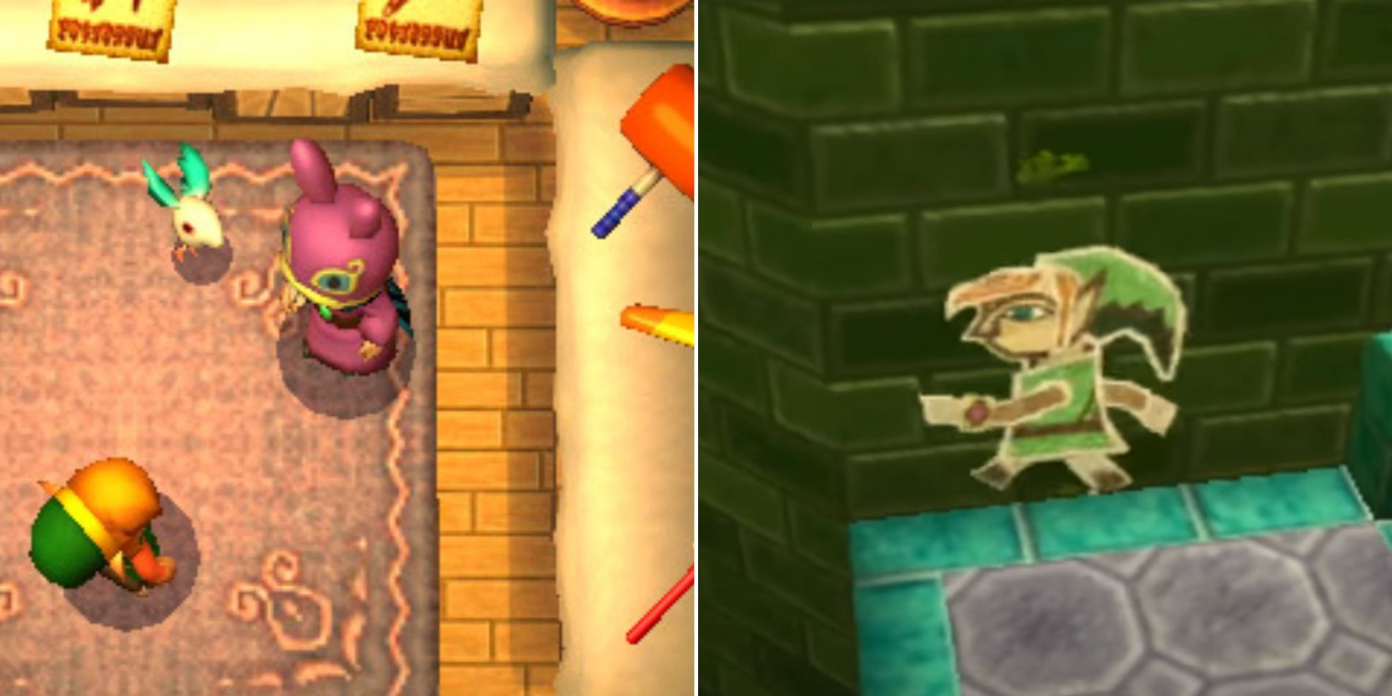 The Legend Of Zelda_ A Link Between Worlds - Link Meeting Ravio - Link in 2D on A Wall