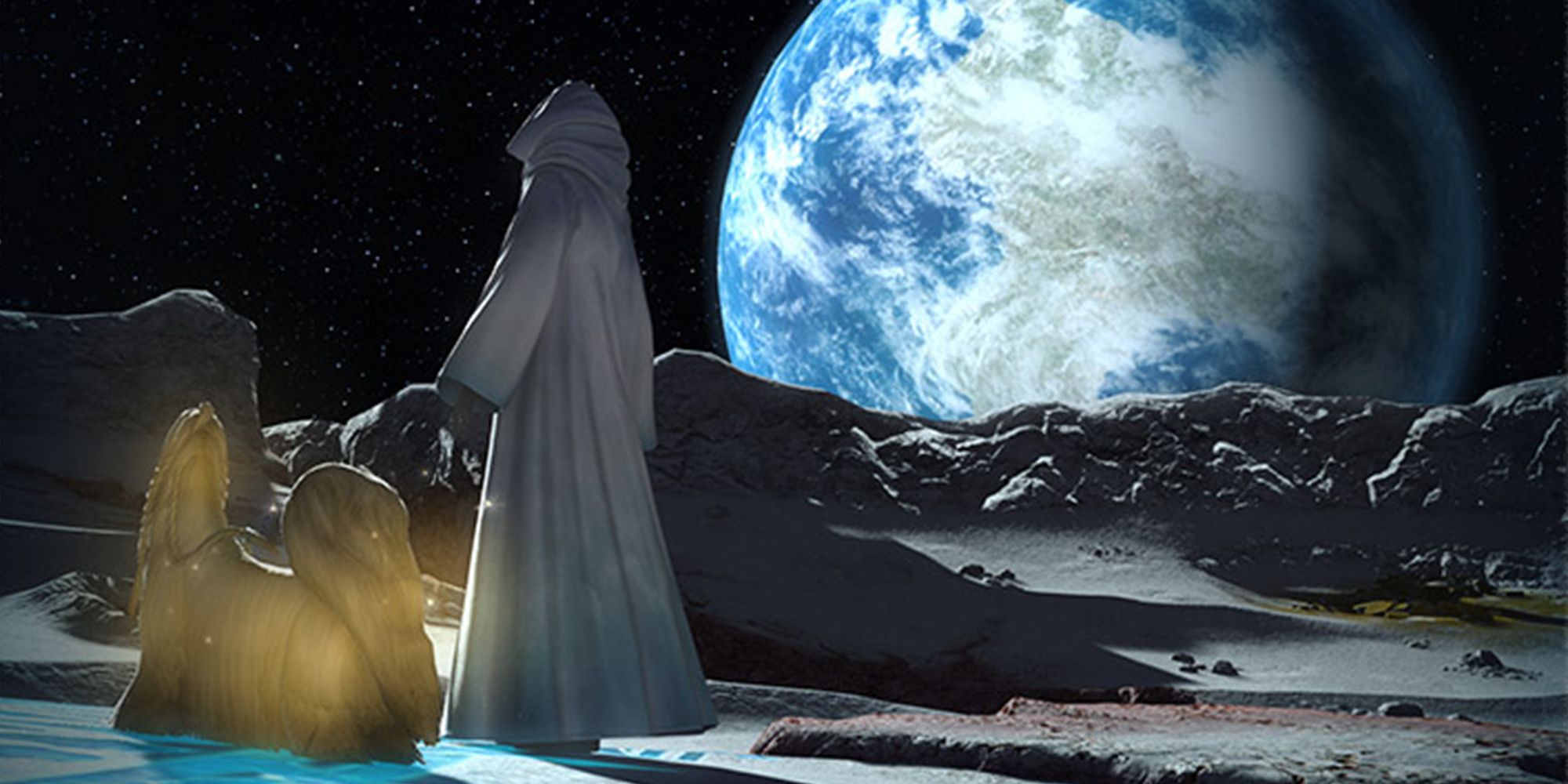 The Watcher and Argos looking at etheirys from the moon